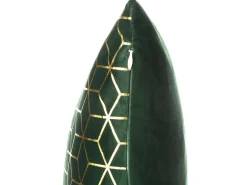Hot Beliani Set di 2 cuscini CELOSIA Velluto 45 x 45 cm Verde scuro Trama geometrica Oro Verde