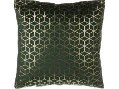 Hot Beliani Set di 2 cuscini CELOSIA Velluto 45 x 45 cm Verde scuro Trama geometrica Oro Verde
