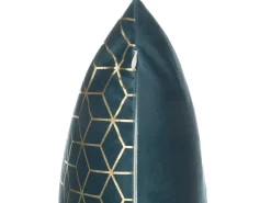 Best Beliani Set di 2 cuscini CELOSIA Velluto 45 x 45 cm Foglia di tè Trama geometrica Oro Blu