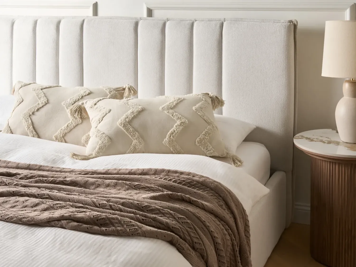 Outlet Beliani Set di 2 cuscini CERINTHE Cotone 40 x 60 cm chiaro Trama Chevron Beige