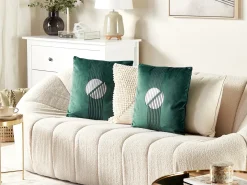 Beliani Set di 2 cuscini CEROPEGIA Velluto 45 x 45 cm smeraldo Trama geometrica Verde