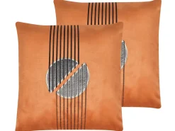 Sale Beliani Set di 2 cuscini CEROPEGIA Velluto 45 x 45 cm Trama geometrica Arancione