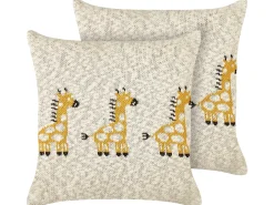 Outlet Beliani Set di 2 cuscini CHILARI Cotone 45 x 45 cm Beige Beige Giallo