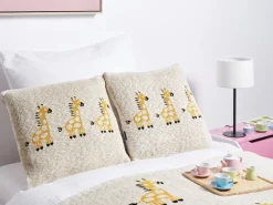 Outlet Beliani Set di 2 cuscini CHILARI Cotone 45 x 45 cm Beige Beige Giallo