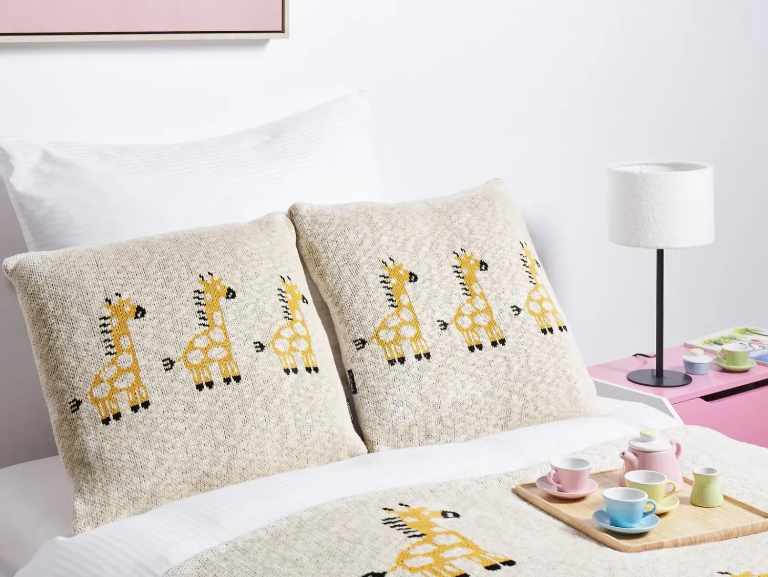 Outlet Beliani Set di 2 cuscini CHILARI Cotone 45 x 45 cm Beige Beige Giallo