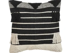 Clearance Beliani Set di 2 cuscini CHITTOOR Cotone 50 x 50 cm Nero Trama geometrica Beige Nero