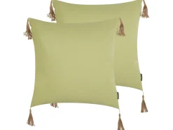 Outlet Beliani Set di 2 cuscini CHMISTAR 45 x 45 cm Verde Tinta unita Marrone Verde