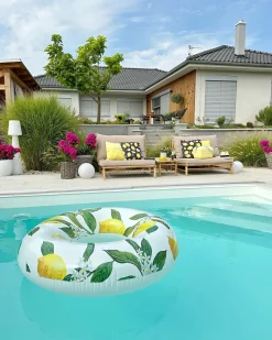 Discount Beliani Set di 2 cuscini CITRUS 45 x 45 cm Nero Trama di piante Bianco Giallo Nero Verde