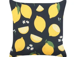 Discount Beliani Set di 2 cuscini CITRUS 45 x 45 cm Nero Trama di piante Bianco Giallo Nero Verde