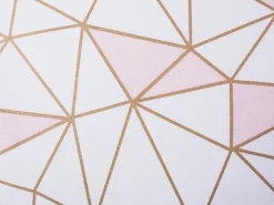 New Beliani Set di 2 cuscini CLARKIA Cotone 45 x 45 cm Rosa Trama geometrica Bianco Oro Rosa