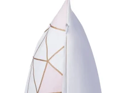New Beliani Set di 2 cuscini CLARKIA Cotone 45 x 45 cm Rosa Trama geometrica Bianco Oro Rosa