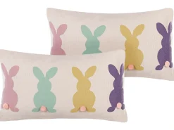 Sale Beliani Set di 2 cuscini CLUSIA 30 x 50 cm Beige Beige Giallo Rosa Verde