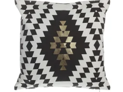 Beliani Set di 2 cuscini COLEUS Cotone 45 x 45 cm Nero Trama geometrica Bianco Oro Nero