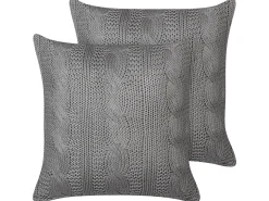 Online Beliani Set di 2 cuscini CONSTYLIS Cotone 45 x 45 cm scuro Tinta unita Grigio