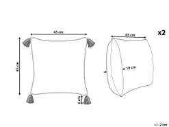 Clearance Beliani Set di 2 cuscini CORNUS Cotone 45 x 45 cm Blu Trama floreale Bianco Blu Grigio
