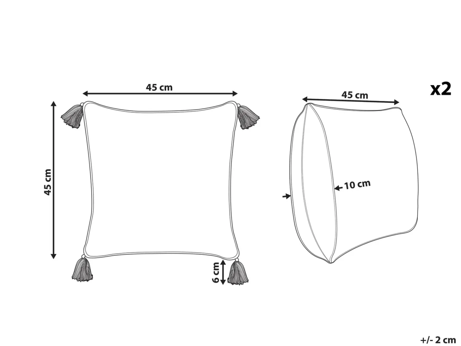 Clearance Beliani Set di 2 cuscini CORNUS Cotone 45 x 45 cm Blu Trama floreale Bianco Blu Grigio