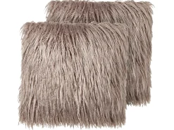 Outlet Beliani Set di 2 cuscini COROKIA Finta pelliccia 45 x 45 cm Tinta unita Beige