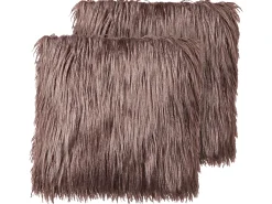Clearance Beliani Set di 2 cuscini COROKIA Finta pelliccia 45 x 45 cm Tinta unita Marrone