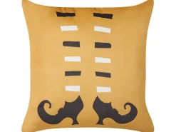 Beliani Set di 2 cuscini COVASNA Velluto 45 x 45 cm Arancione Trama astratta Bianco Arancione Nero