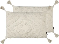 Outlet Beliani Set di 2 cuscini CRATAEGUS Cotone 40 x 60 cm chiaro Trama geometrica Beige