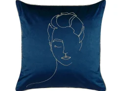 Sale Beliani Set di 2 cuscini CROCUS Velluto 45 x 45 cm Blu scuro Trama astratta Oro Blu