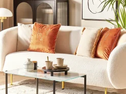 Sale Beliani Set di 2 cuscini CROCUS Velluto 45 x 45 cm Arancione Trama astratta Arancione Oro