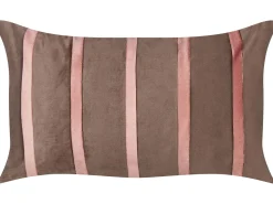 Best Beliani Set di 2 cuscini CRODYLINE Velluto 35 x 60 cm Marrone A strisce Marrone Rosa
