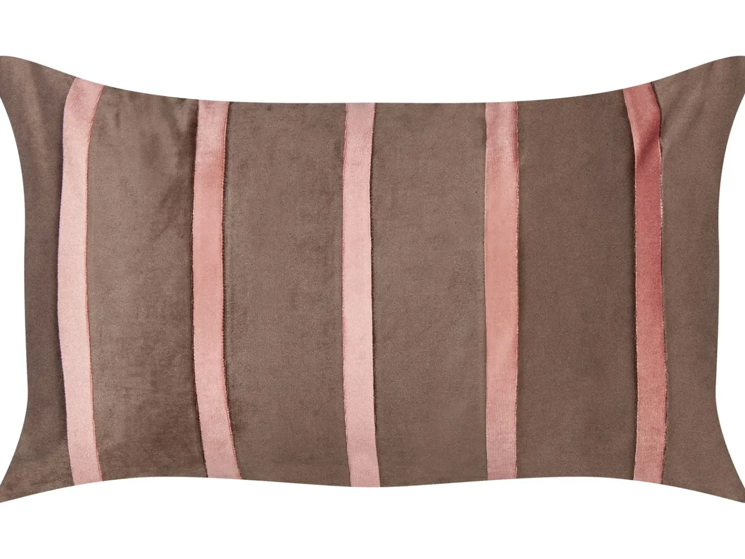 Best Beliani Set di 2 cuscini CRODYLINE Velluto 35 x 60 cm Marrone A strisce Marrone Rosa