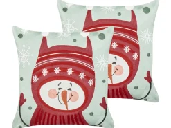 Beliani Set di 2 cuscini CUPCAKE Cotone 45 x 45 cm Rosso Bianco Rosso Verde