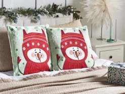 Beliani Set di 2 cuscini CUPCAKE Cotone 45 x 45 cm Rosso Bianco Rosso Verde