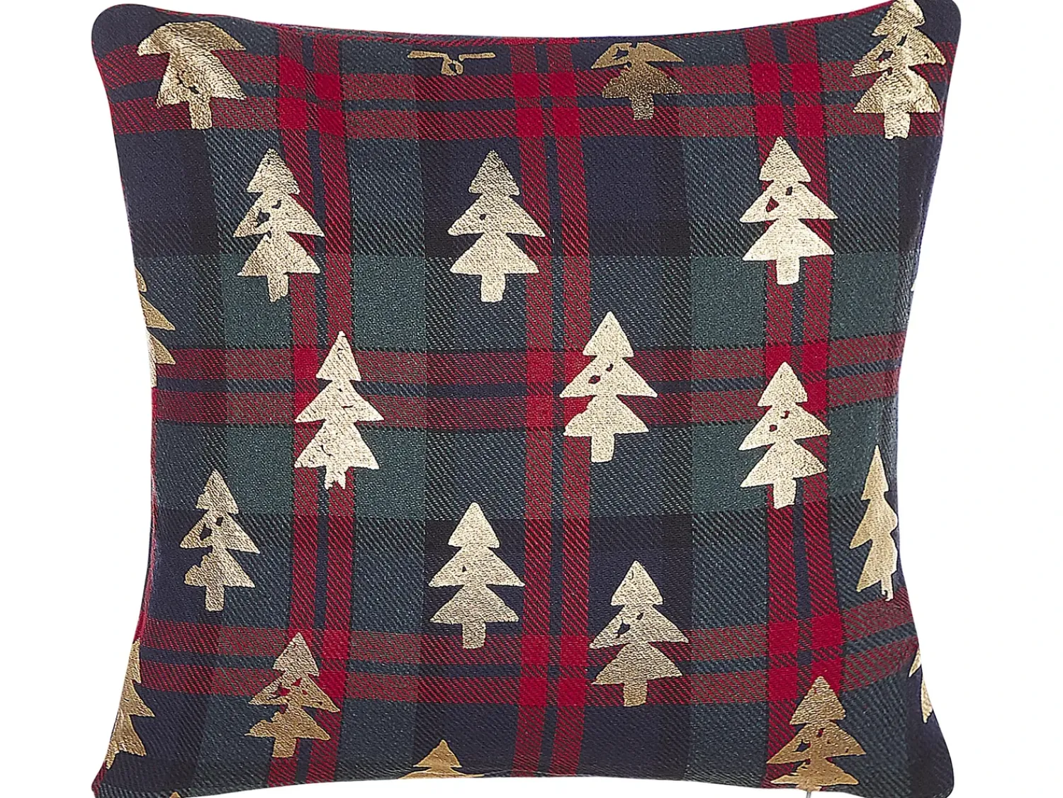 Beliani Set di 2 cuscini CUPID 45 x 45 cm Verde scuro Modello natalizio Oro Rosso Verde