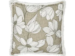 Beliani Set di 2 cuscini CYANOTIS Cotone 45 x 45 cm Verde Trama floreale Bianco Verde