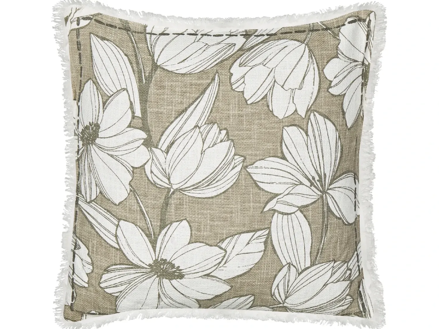 Beliani Set di 2 cuscini CYANOTIS Cotone 45 x 45 cm Verde Trama floreale Bianco Verde