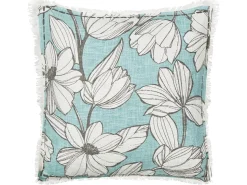 Discount Beliani Set di 2 cuscini CYANOTIS Cotone 45 x 45 cm Azzurro Trama floreale Bianco Blu