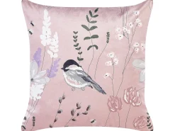 Outlet Beliani Set di 2 cuscini CYCLAMEN Velluto 45 x 45 cm Rosa pastello Trama floreale Bianco Grigio Rosa