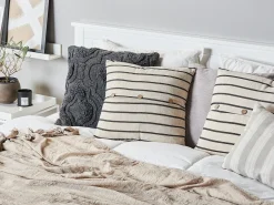 Online Beliani Set di 2 cuscini CYNARA Cotone 43 x 43 cm Beige A strisce Beige Nero