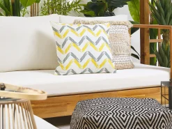 Online Beliani Set di 2 cuscini da esterno AFFILE Trama Chevron 45 x 45 cm Multicolore Bianco Giallo Grigio Multicolore