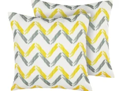 Online Beliani Set di 2 cuscini da esterno AFFILE Trama Chevron 45 x 45 cm Multicolore Bianco Giallo Grigio Multicolore