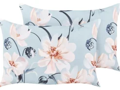 Best Beliani Set di 2 cuscini da esterno APRICALE Trama floreale Blu