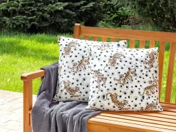 Outlet Beliani Set di 2 cuscini da esterno ARENZANO Trama animale 45 x 45 cm Beige Beige Blu Marrone Multicolore