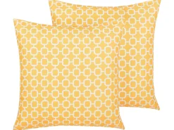 Sale Beliani Set di 2 cuscini da esterno ASTAKOS Trama geometrica 40 x 40 cm Giallo Bianco Giallo