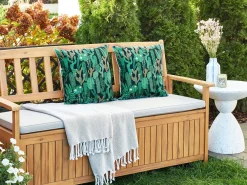 Hot Beliani Set di 2 cuscini da esterno BUSSANA Trama di piante Verde Blu Verde
