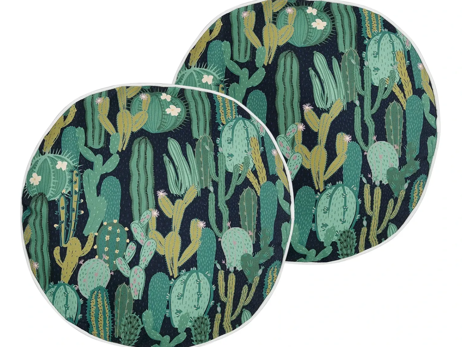 Discount Beliani Set di 2 cuscini da esterno BUSSANA Trama di piante Verde Blu Verde