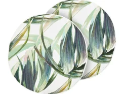 New Beliani Set di 2 cuscini da esterno CALDERINA Trama di piante Verde Bianco Verde