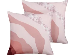 Beliani Set di 2 cuscini da esterno CAMPEI Trama astratta Rosa