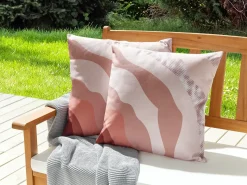 Beliani Set di 2 cuscini da esterno CAMPEI Trama astratta Rosa
