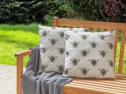New Beliani Set di 2 cuscini da esterno CANNETO Trama animale Beige Beige Giallo Nero