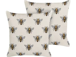 New Beliani Set di 2 cuscini da esterno CANNETO Trama animale Beige Beige Giallo Nero