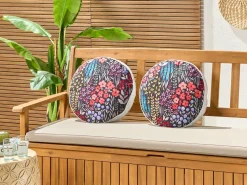 Best Beliani Set di 2 cuscini da esterno CASTELARO Trama floreale Multicolore Multicolore Nero