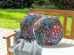 Best Beliani Set di 2 cuscini da esterno CASTELARO Trama floreale Multicolore Multicolore Nero